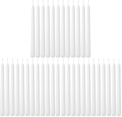 Kedtui Taper Candles 10 inch (H) Dripless, Set of 24 White Unscented and Smokeless Taper Candles Long Burning, Paraffin Wax with Cotton Wicks for Burning 8 Hours Time (Pack of 3) - size: 72 Pack