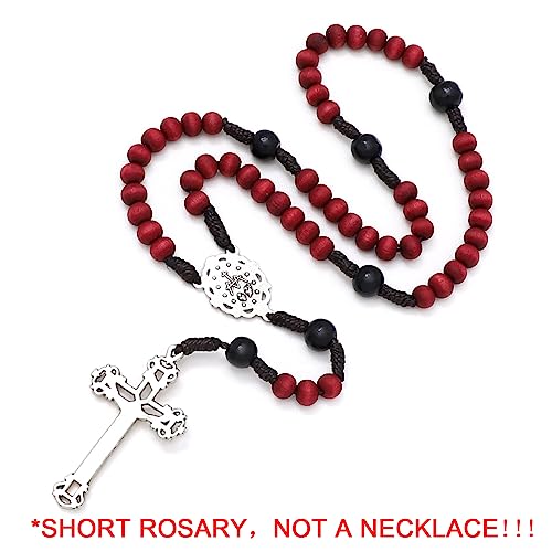 KOMI Handmade Wooden Catholic Rosaries, Rosary Beads Necklace Wood Christian Prayer Beads Catholic Christian Gift - style: Rosary-9