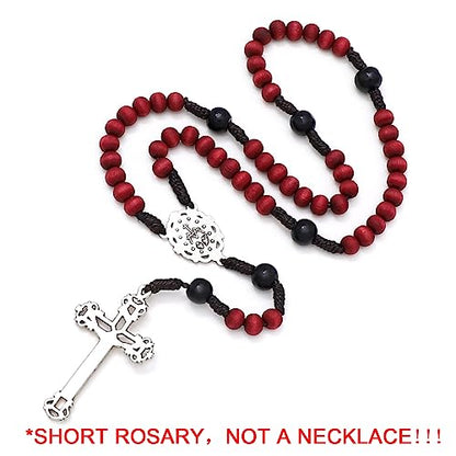 KOMI Handmade Wooden Catholic Rosaries, Rosary Beads Necklace Wood Christian Prayer Beads Catholic Christian Gift - style: Rosary-9