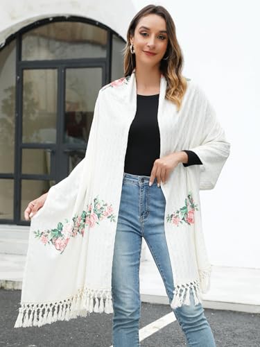 Vackutliv Virgen De Guadalupe Shawls For Women Rebozo Para Mujer Mexicanos Virgin Mary Catholic Gifts Rose - color: Beige Back
