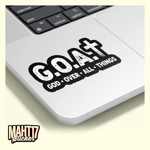 (Multi Sizes) Goat God Over All Things Sticker Inspirational Motivation Christian Faith Religious Bible Verse Waterproof Die-Cut Vinyl Sticker for Kindle, Laptop, Water Bottles, Phone Decal Gifts - size: More Sizes