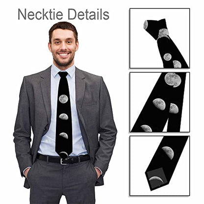 Men's Ties Novelty Tie Necktie for Men Teen Boys Multicolor Tie Party Holiday Thanksgiving Christmas - color: Black Moon Phases