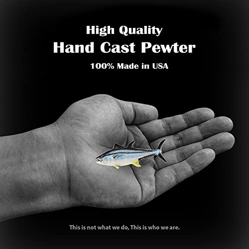 Bluefin Tuna Fish Pin, Pewter, Lapel, Hat, Pins, Brooch, Brooches, Jewelry, Gift, Handmade in the USA, 200 Fish Designs Available. S009Z - color: Hand Painted