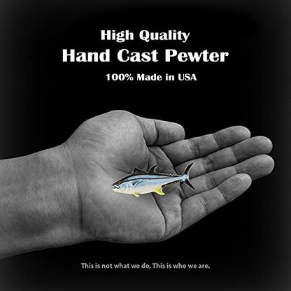 Bluefin Tuna Fish Pin, Pewter, Lapel, Hat, Pins, Brooch, Brooches, Jewelry, Gift, Handmade in the USA, 200 Fish Designs Available. S009Z - color: Hand Painted