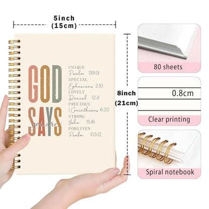 Lacama Christian Gifts for Women，Bible Journal Notebook for Women, Prayer Journal Inspirational Notebook Gifts for Teen Girls，Bible Study Supplies, Church Faith Journaling Hardcover Spiral Notebook - color: God Says You Are-4