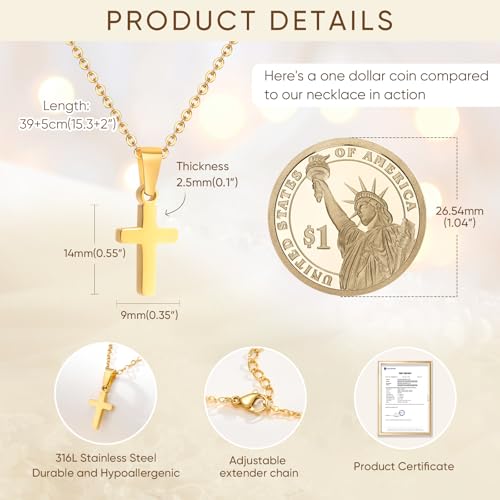Gold Plated/Silver/Black Cross Chain Necklace Gifts for Boys Girls Son - color: Gold, style: For your Baptism