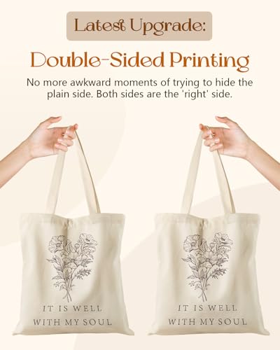 Miss Adola Canvas Tote Bag with Zipper for Women - color: Bible Flower
