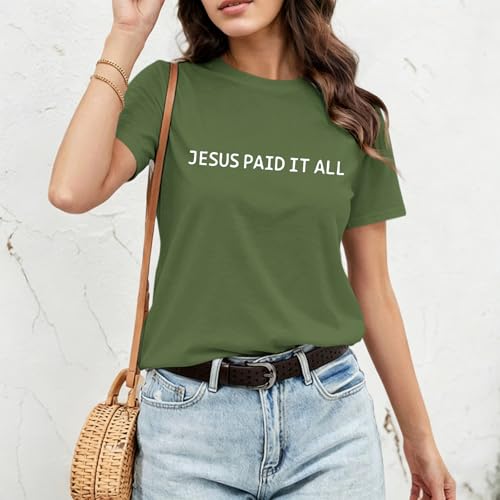 Christian Faith God Shirts for Women Jesus Bible Verse Shirt Religious Tshirts Vintage Graphic Tees Church - color: Armygreen, size: X-Large