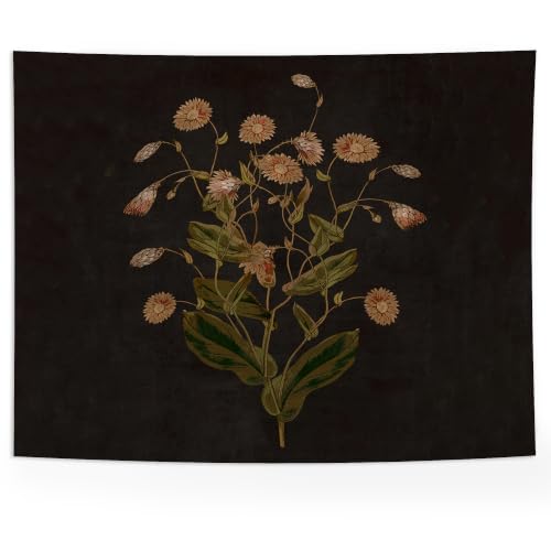 SAFDSGFDB Dark Moody Floral Tapestry Wall Hanging, Dark Academia Cottagecore Botanical Flower Wall Blanket for Farmhouse Home Bedroom Living Room Decor, 50x60 Inch - color: Retroflower