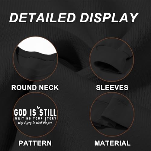 PAIEXILY Christian Crewneck Sweatshirts for Women God Faith Bible Verse Pullover Jesus Religious Long Sleeve Shirts Tops - color: Black, size: Medium
