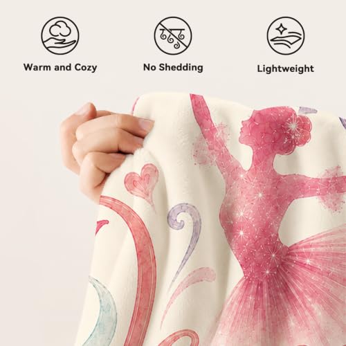 Ballet Dancer Throw Blanket Pink Inspirational Stuff Gifts 60''X80'' - color: Dance, size: 60''x80''