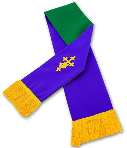 GraduatePro Set of 3 Reversible Parament Set Light Green Purple with Embroidered Cross IHS - color: Parament Set-light Green/Purple