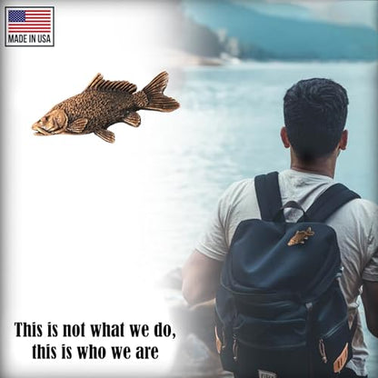 Carp Pin, Fish, Lapel, Fisherman, Fishing, Hat, Pins, Brooch, Brooches, Jewelry, Gift, Handmade in the USA, 200 Fish Designs Available. F077Z - color: Copper Plated