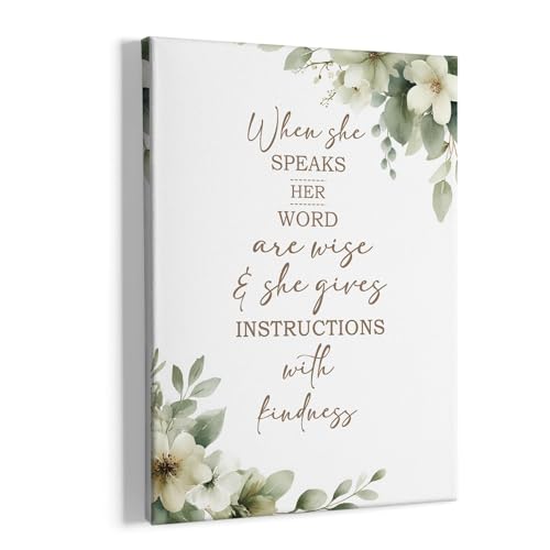 HIWX Christian Wall Decor, Sage Green Botanical Bible Verses Framed Canvas Painting Wall Art Decor, Religious Scripture Wall Art Home Decoration for Bedroom Living Room Church Office, 11x14 - color: Inspirational, size: 14"L x 11"W