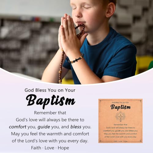Leyung Cross Bracelet Gifts for Boys, Easter Basket Stuffers Baptism Gifts - color: Baptism