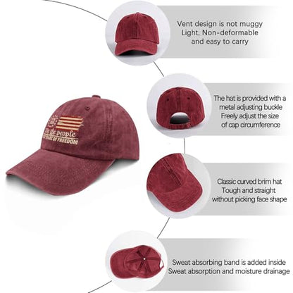 U.S. 250th Anniversary 250 Years Freedoms 1776-2026 Baseball Hats Funny - color: Wine Red