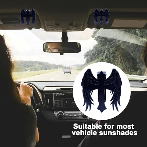Guardian Angel Visor Clip - Guardian Angel Visor Clips for Cars,Stainless Steel Wings Cross Sunshade Clip Driver Gift - style: Cross Wings - Black
