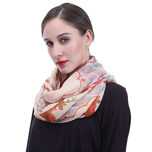 Lina & Lily Holiday Christmas Pattern Print Women's Infinity Scarf Lightweight - color: Multi, Xmas Reindeer