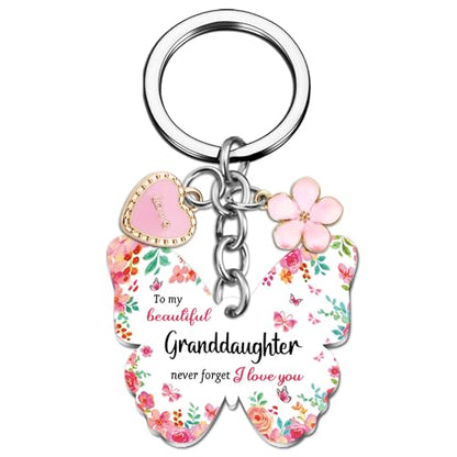 OEHEDOU Butterfly Gifts Keychain For Women Men Family Members Memorial Gift - color: Pink