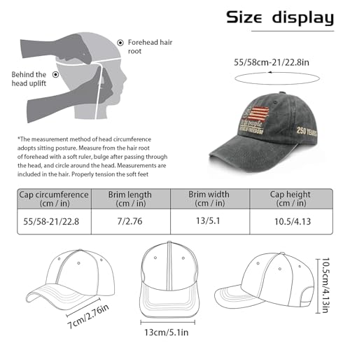 U.S. 250th Anniversary 250 Years Freedoms 1776-2026 Baseball Hats Funny - color: Allblack11