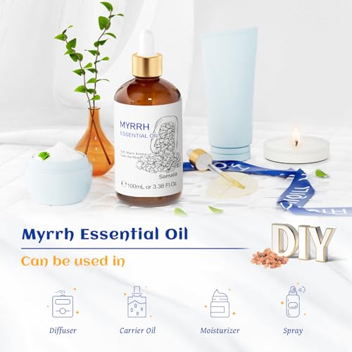 HIQILI Myrrh Essential Oil for Skin, DIY Candle & Diffuser - size: 3.38 Fl Oz (Pack of 1)