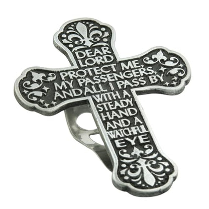 Needzo Motorist Prayer Cross Visor Clip, Religious Gifts of Protection for New Drivers and Passengers, 1 ¾ x 2 ½ Inches