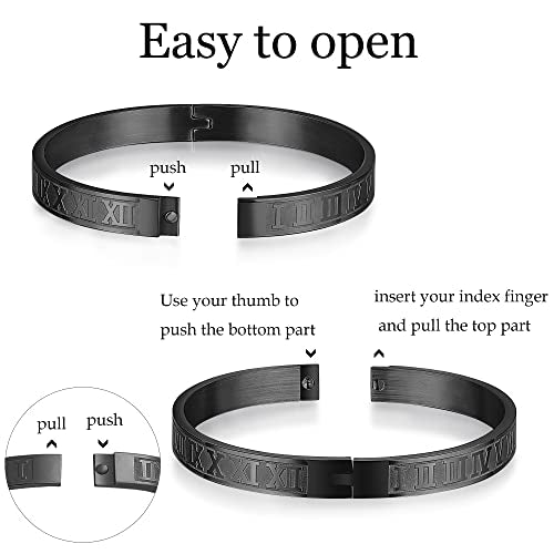 WFYOU Stainless Steel Bracelets for Men Gold Cuff Bracelet Birthday Gifts - color: Black 7