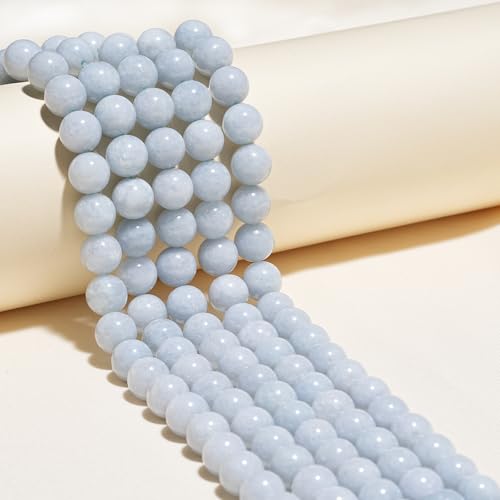 6mm Natural Aquamarine Gemstone Beads Polished Round Smooth Stone Beads for Bracelets Jewelry Making 15inch Loose Beads - color: Aquamarine, size: 6mm
