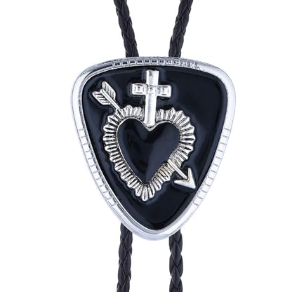 GelConnie Bolo Tie for Women Heart Cowboy Necktie Flower Gothic Mens Bolo Ties Bolero Necklace Red Western Ties for Men - color: Black White Bolo Tie