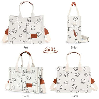 LHMTQVK Canvas Tote Bag for Women, Work & Bible Study Handbag - color: Smile