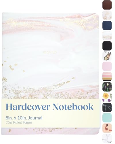 WORLD TRAVELER Large Lined Journal Notebook 256 Ruled White & Ivory Pages - color: Pink Marble