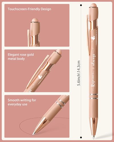 Rose Gold Pens Ballpoint Smooth Writing, Inspirational Bible Verse Pens with Stylus Tip, Christian Gifts for Women Faith,Cute Pen for Nurses, School and Office,10 Pack