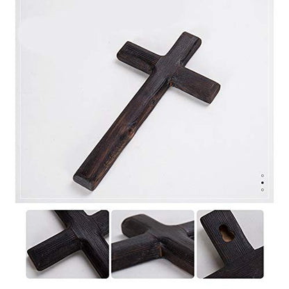 Ewer 11 Inch Wall Mounted Jesus Cross Rustic Wooden Cross Wall Decor Solid Wood Black Holy Jesus Cross Home Weddings Party Meditation Gift Decoration