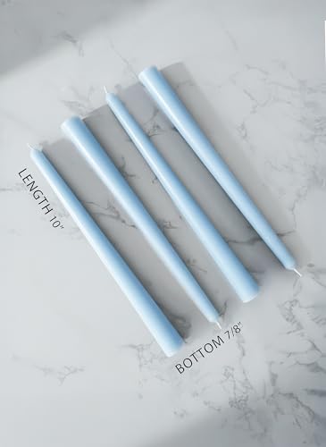 10" Classic Taper Candles, Sky Blue, 4-Pack, 7-8 Hours Long Burning, Unscented Tall Candlesticks - color: Sky Blue, size: 4PK