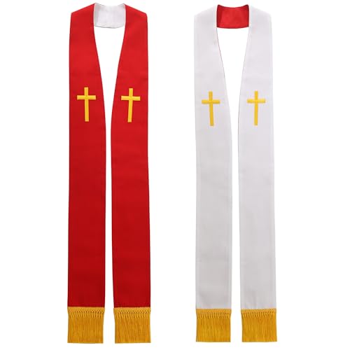 BLESSUME Church Clergy Pastor Reversible Stole - color: Red and White 1