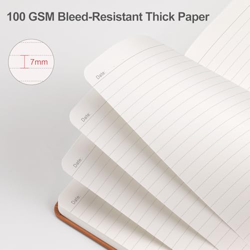 EMSHOI Lined Journal Notebook, 192 Numbered Pages, A5 Size (5.7'' x 8.3'') - color: Brown, style: Ruled