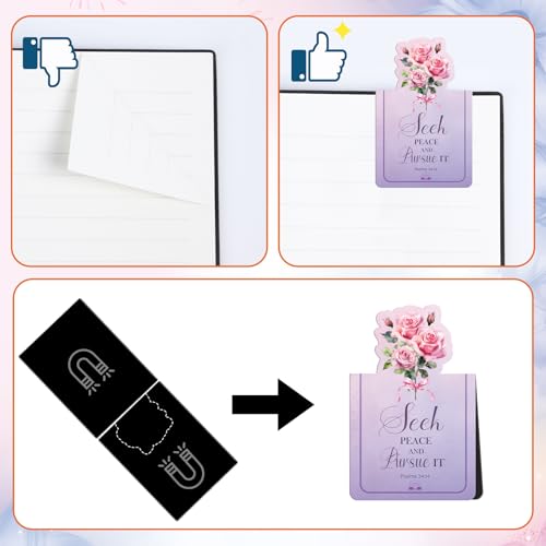 Wxiben Bible Verse Magnetic Bookmark - 8 Pcs Inspirational Quotes Scripture Book Mark Magnets Christian Floral Bookmarks Magnetic Positive Book Markers Page Clip for Women Students Teacher Church Gift - style: Bible Floral