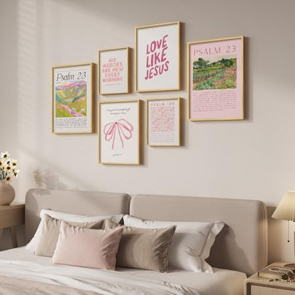 Framed Pink Christian Bible Verse Canvas Wall Art for Living Room, Set of 6 - color: Pink, size: 11"Wx14"H x 2Pcs 12"Wx16"H x 2Pcs 8"Wx10"H x 2Pcs