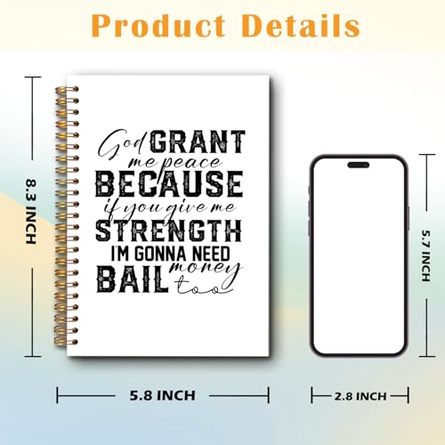 JINYO Funny Christian Notebook for Women Men, God Grant Me Peace Bible Journal, Religious Prayer Journal for Woman, Church Notes Notebook, Scripture Spiral Notebooks 5.5x8.3 Inch - color: white God Grant Me Notebook