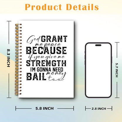 JINYO Funny Christian Notebook for Women Men, God Grant Me Peace Bible Journal, Religious Prayer Journal for Woman, Church Notes Notebook, Scripture Spiral Notebooks 5.5x8.3 Inch - color: white God Grant Me Notebook