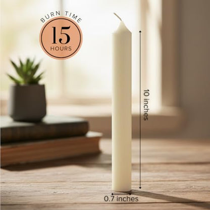 Simply Soson Ivory Taper Candles 10 Inch, Unscented Dripless, 8 Pack - color: Ivory, style: Traditional