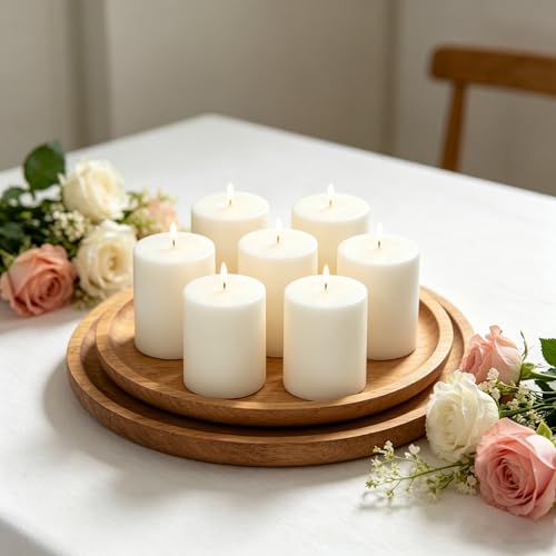 Hosley 2x3 High Pillar Candles, Set of 6. White, Unscented. Bulk Buy. Ideal for Wedding, Emergency Lanterns, Spa, Aromatherapy, Party, Reiki, Candle Gardens O4 - size: 2"D x 3"H-6 count