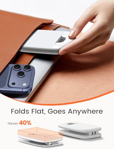 Lamicall Ultra-Thin Cell Phone Stand, Foldable Cellphone Holder for Desk - color: B-White