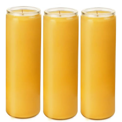 TELOSMA 7 Day Pure Beeswax Devotional Memorial Candles - 3 Pack Unscented