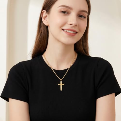 14K Gold Plated Cross Pendant Necklace Christian Jewelry Religious Gift - color: A01-Cross Gold