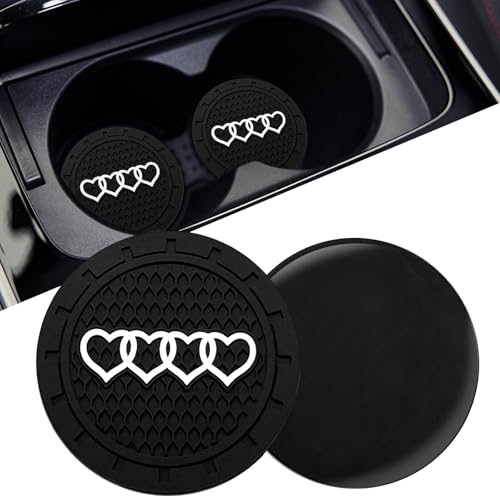 2Pack - 2.75inch Car Cup Holder Coaster fit for Audi Jeep Toyota Honda Ford Chevy GMC Dodge Subaru Cadillace Kia Hyundai Volkswagen BMW Mercedes Benz & More Interior Decorative Accessories - color: B/W