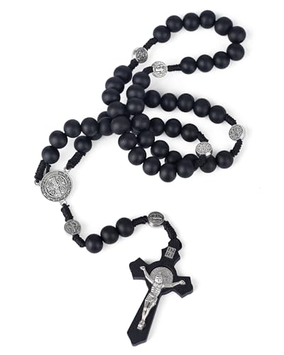 Rosary Beads Handmade Wooden Rosarios Catolicos for Catholic Christian Gift - color: Pine black