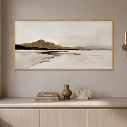 Large Netural Abstract Mountain Framed Canvas Wall Art Set -20"X40" - color: Abstract Mountain Wall Art, size: 20"L x 40"W