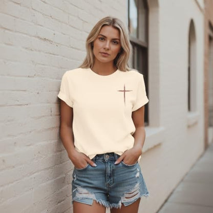 Christian Shirts for Women Jesus Tees Faith Shirts Bible Verse Print Tops - color: Apricot2, size: Medium