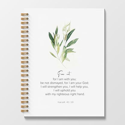 Poecinvi Christian Notebook Journal for Women, Isaiah 41:10 Fear Not Bible Verse Floral Notebook, Prayer Journal Faith Based Gift for Women, Spiral Notebook 5.5x8.3 Inch - color: Isaiah 41:10